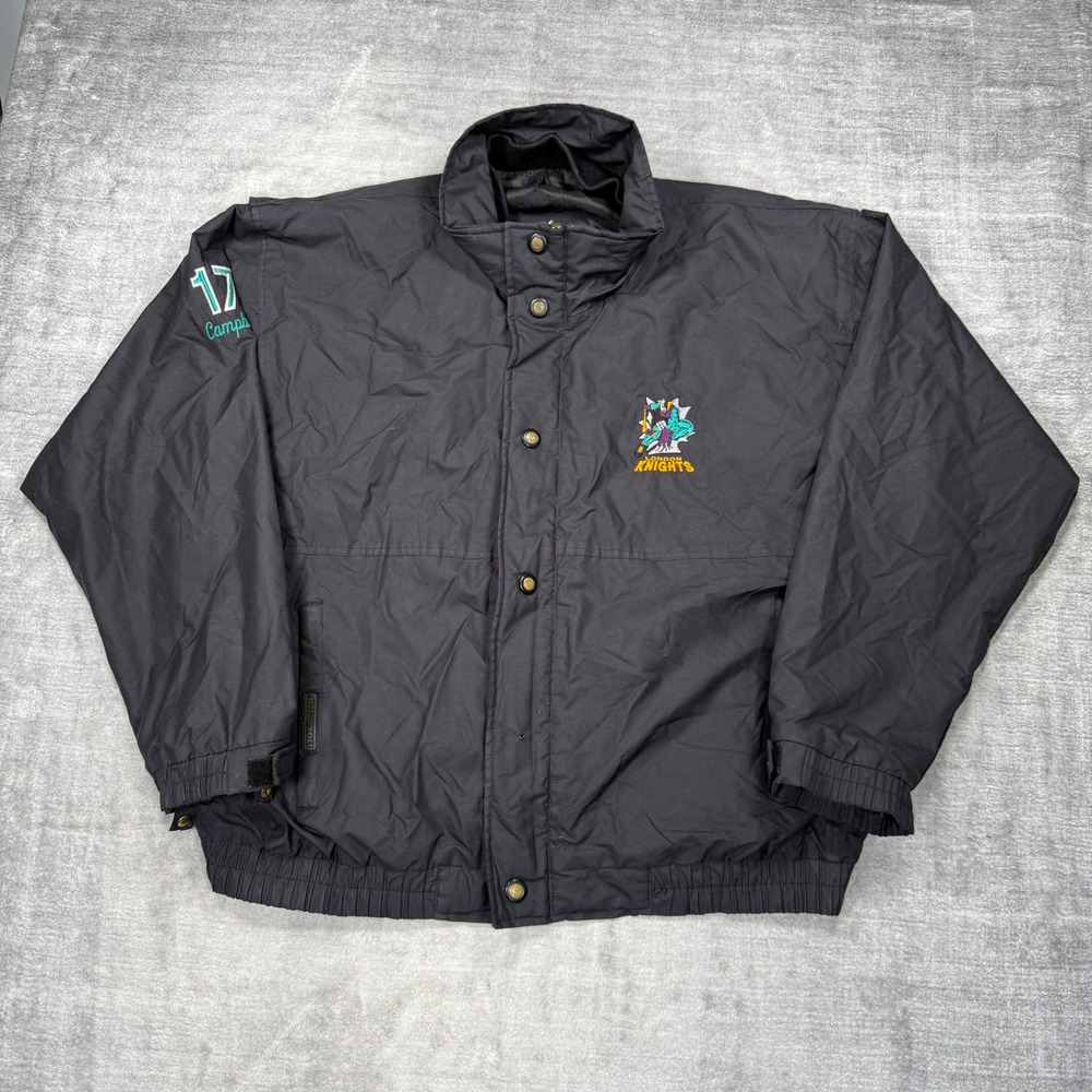 London Knights Jacket Mens XL Black Vintage Spiderknigkt OHL Hockey Campbell 17